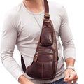 Genuine Leather Chest Bag For Men Leather Shoulder Bag Personality Messenger Bag Casual Bag by DailySale