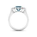 Genuine London Blue Topaz and Diamond Halo Ring by Fine Color Jewels