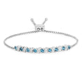 Genuine London Blue Topaz and White Topaz Bolo Bracelet by Fine Color Jewels