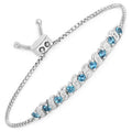 Genuine London Blue Topaz and White Topaz Bolo Bracelet by Fine Color Jewels