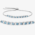 Genuine London Blue Topaz and White Topaz Bolo Bracelet by Fine Color Jewels
