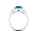 Genuine London Blue Topaz and White Diamond Halo Ring by Fine Color Jewels
