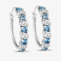 Genuine London Blue Topaz Hoop Earrings by Fine Color Jewels