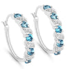 Genuine London Blue Topaz Hoop Earrings