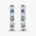Genuine London Blue Topaz Hoop Earrings by Fine Color Jewels