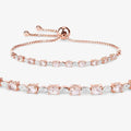 Genuine Morganite and White Diamond Bolo Bracelet by Fine Color Jewels