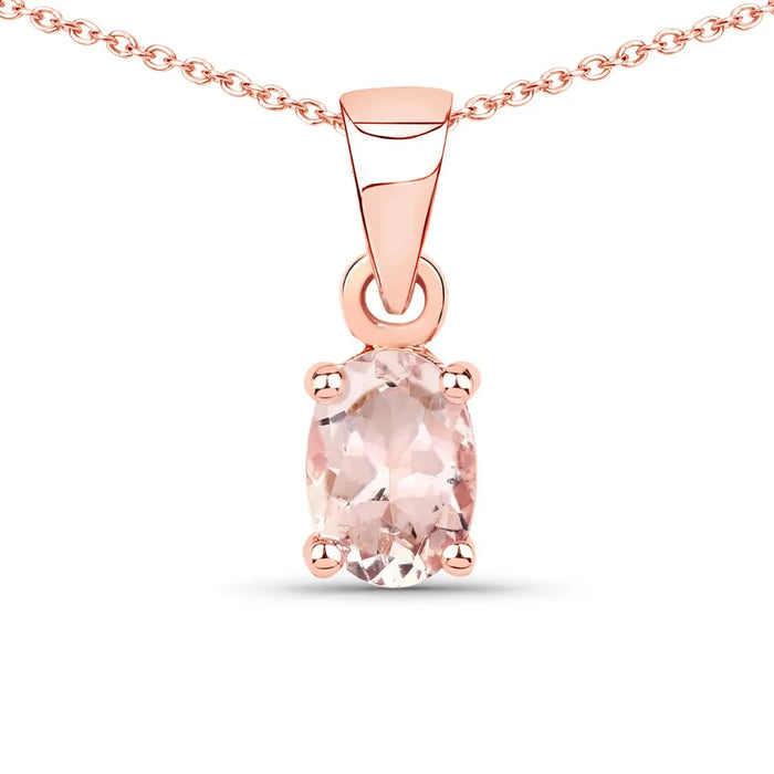 Genuine Morganite Solitaire Necklace by Fine Color Jewels