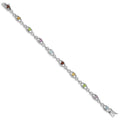 Genuine Multi Gemstone Silver Link Bracelet by Fine Color Jewels