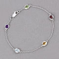 Genuine Multi Stones By The Yard Bracelet by Fine Color Jewels