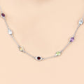 Genuine Multi Stones By The Yard Necklace by Fine Color Jewels