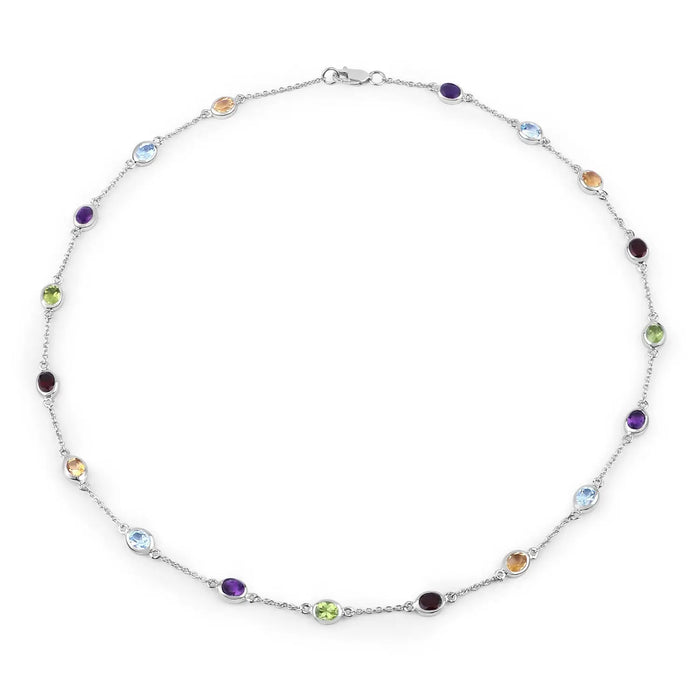 Genuine Multi Stones By The Yard Necklace by Fine Color Jewels