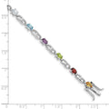 Genuine Multiple Gemstone Silver Link Bracelet by Fine Color Jewels