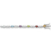 Genuine Multiple Gemstone Silver Link Bracelet