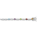 Genuine Multiple Gemstone Silver Link Bracelet by Fine Color Jewels
