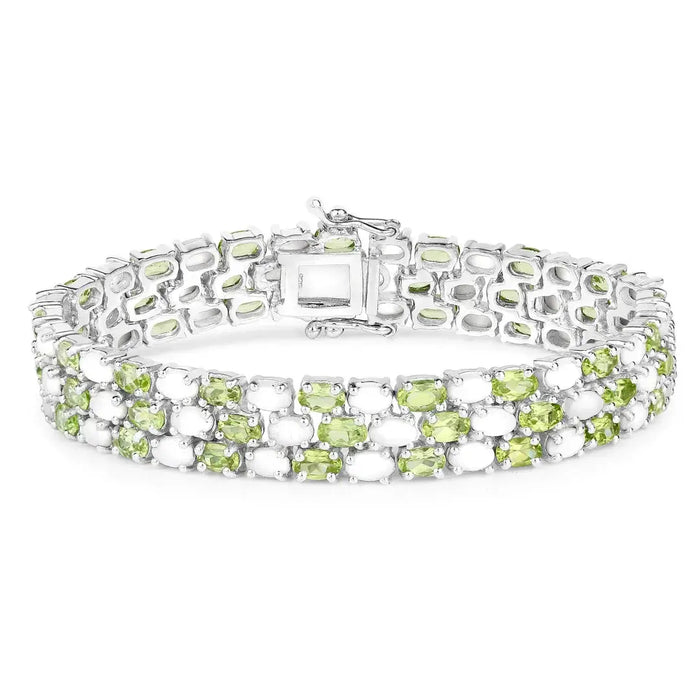 Genuine Opal and Peridot Tennis Bracelet by Fine Color Jewels