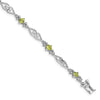 Genuine Peridot Sterling Silver Diamond Bracelet
