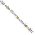 Genuine Peridot Sterling Silver Diamond Bracelet by Fine Color Jewels
