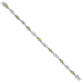 Genuine Peridot Sterling Silver Diamond Bracelet by Fine Color Jewels