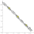 Genuine Peridot Sterling Silver Diamond Bracelet by Fine Color Jewels