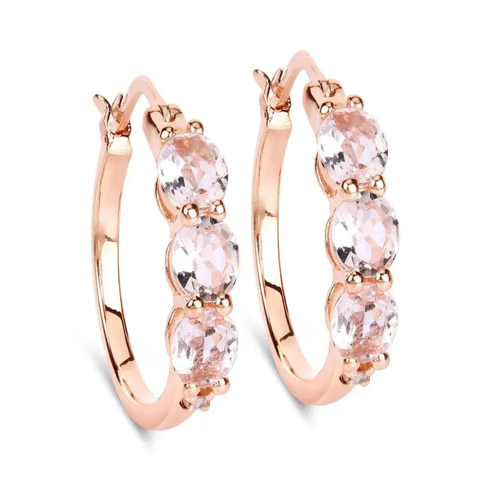 Genuine Pink Morganite and Diamond Earrings by Fine Color Jewels