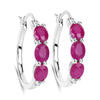 Genuine Pink Ruby and Diamond Hoop Earrings