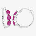 Genuine Pink Ruby and Diamond Hoop Earrings by Fine Color Jewels