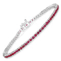 Genuine Pink Ruby Tennis Bracelet by Fine Color Jewels