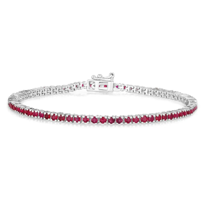 Genuine Pink Ruby Tennis Bracelet by Fine Color Jewels
