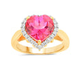 Genuine Pink Topaz Heart Halo Ring by Fine Color Jewels