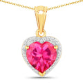 Genuine Pink Topaz Heart Pendant Necklace by Fine Color Jewels