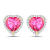 Genuine Pink Topaz Heart Stud Earrings