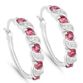 Genuine Pink Tourmaline Hoop Earrings by Fine Color Jewels