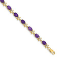 Genuine Purple Amethyst 14K Gold Floral Bracelet by Fine Color Jewels