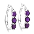Genuine Purple Amethyst and Diamond Earrings by Fine Color Jewels