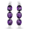 Genuine Purple Amethyst and Diamond Earrings by Fine Color Jewels