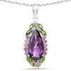 Genuine Purple Amethyst Drop Pendant Necklace