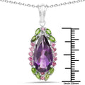 Genuine Purple Amethyst Drop Pendant Necklace by Fine Color Jewels