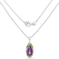 Genuine Purple Amethyst Drop Pendant Necklace by Fine Color Jewels
