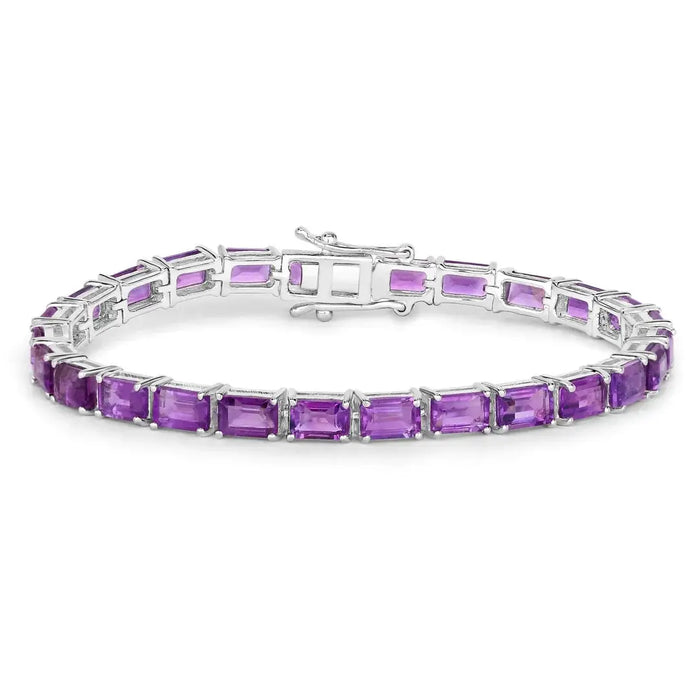 Genuine Purple Amethyst Tennis Bracelet by Fine Color Jewels