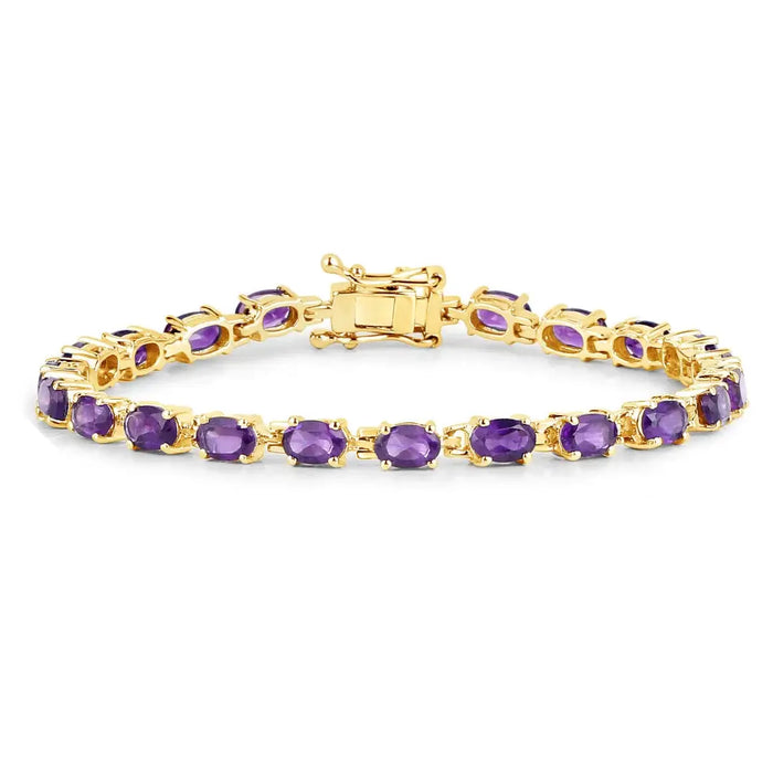 Genuine Purple Amethyst Tennis Bracelet Silver by Fine Color Jewels