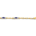 Genuine Purple Tanzanite 14K Yellow Gold Heart Bracelet by Fine Color Jewels
