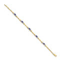 Genuine Purple Tanzanite 14K Yellow Gold Heart Bracelet by Fine Color Jewels