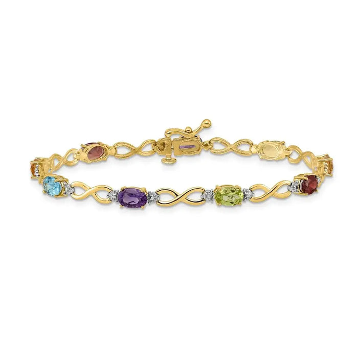 Genuine Rainbow Diamond Infinity Bracelet 14k Gold by Fine Color Jewels