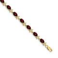 Genuine Red Garnet 14K Gold Floral Bracelet by Fine Color Jewels