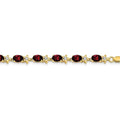 Genuine Red Garnet 14K Gold Floral Bracelet by Fine Color Jewels