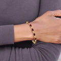 Genuine Red Garnet 14K Gold Floral Bracelet by Fine Color Jewels