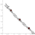 Genuine Red Garnet Diamond Sterling Silver Bracelet by Fine Color Jewels