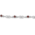 Genuine Red Garnet Diamond Sterling Silver Bracelet by Fine Color Jewels