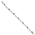 Genuine Red Garnet Diamond Sterling Silver Bracelet by Fine Color Jewels