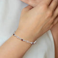Genuine Red Garnet Diamond Sterling Silver Bracelet by Fine Color Jewels